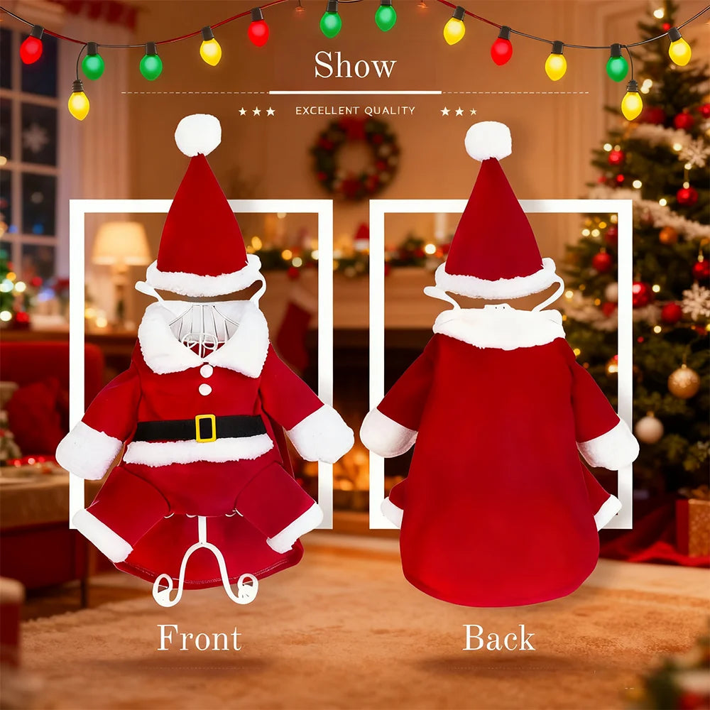 Funny Cat Costume For Christmas Festival Cute Santa Claus Cosplay Pet Jumpsuit