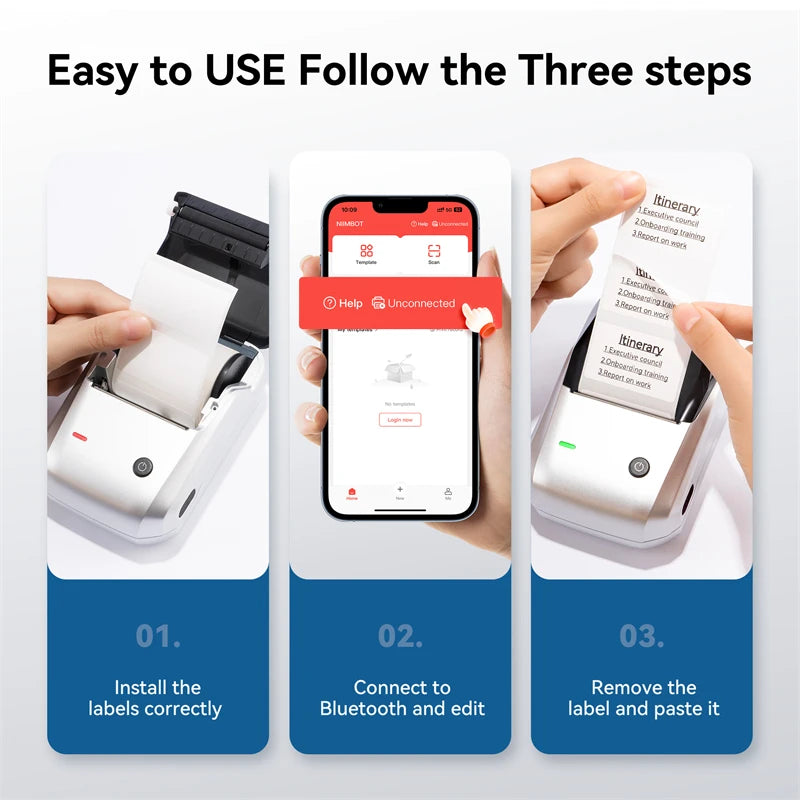 Label Printer Mini Bluetooth Sticker Maker Support Smartphones PC