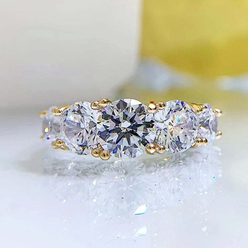 IOGOU Luxury 3.6CTTW All Moissanite Wedding Ring 5 Stone Sparkling Diamond
