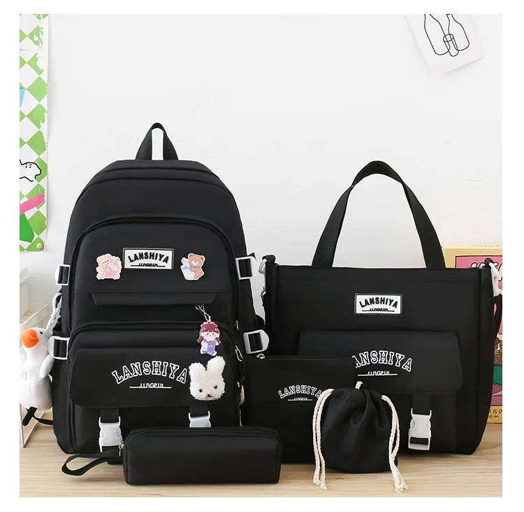 Conjunto de 5 pingentes grátis estilo floresta versão coreana casual harajuku estudante