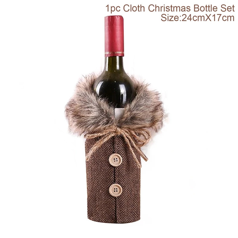 Christmas Wine Bottle Cover Merry Christmas Decoration For Home