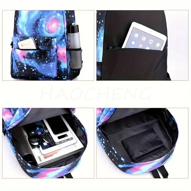 New Capybara Anime Print 3Pcs/Set Backpack Teenager Boy School Bag Laptop