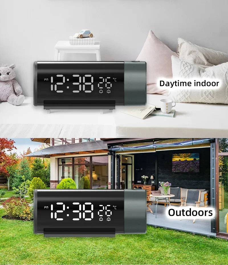 Clock Electronic Alarm Clock with Projection FM Radio