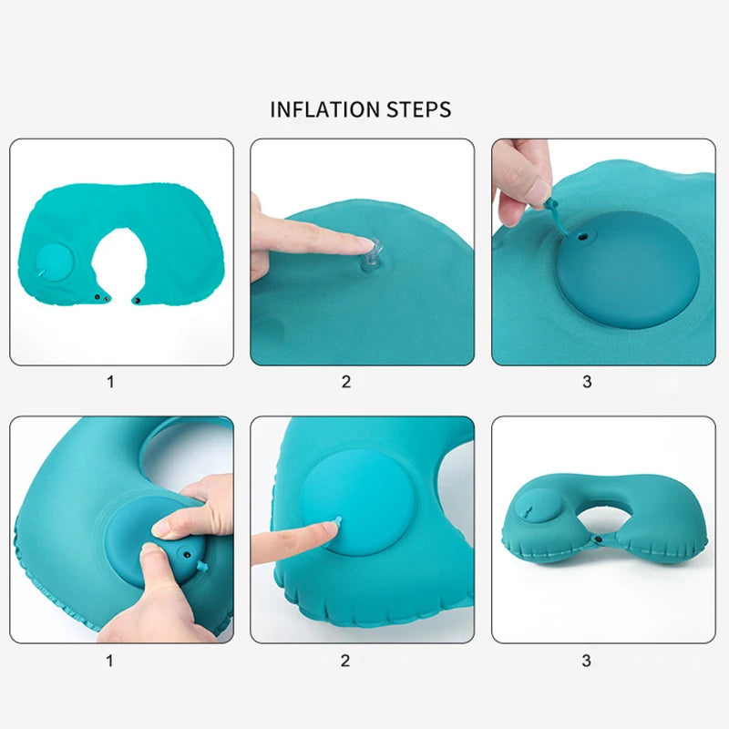 U-shaped Automatic Air Inflatable Pillow Neck Cushion Portable travel