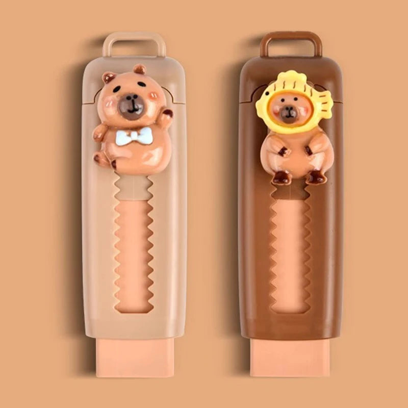Kawaii Push Pull Capybara Eraser Soft School Supplies Clean Mess Free