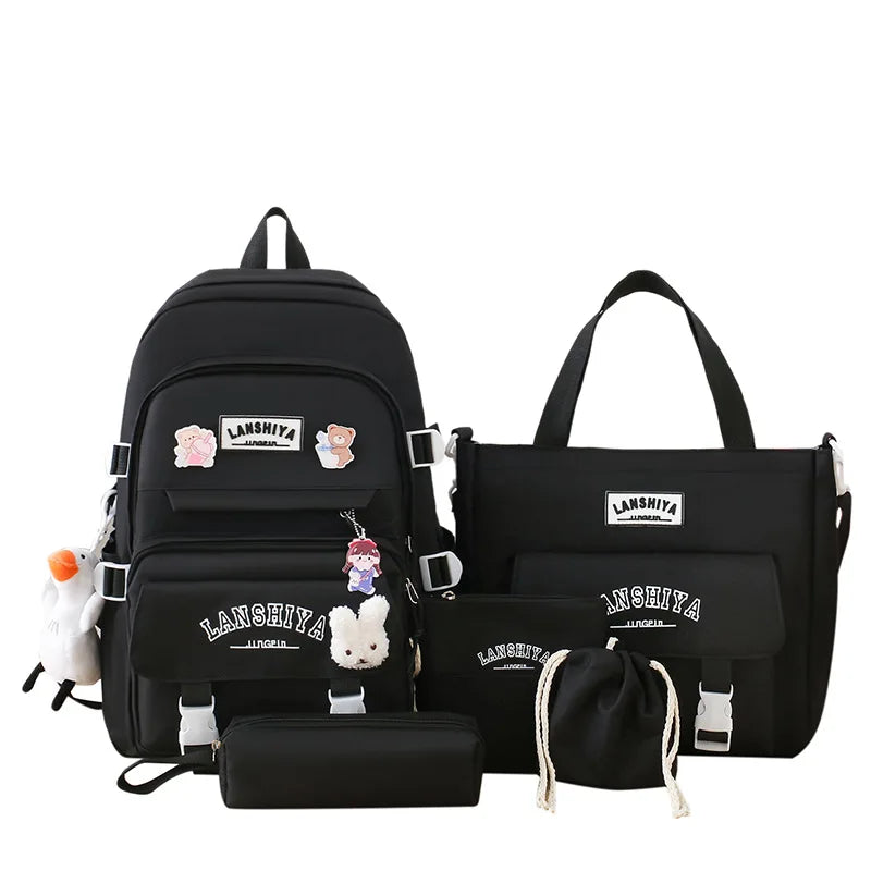 Conjunto de 5 pingentes grátis estilo floresta versão coreana casual harajuku estudante