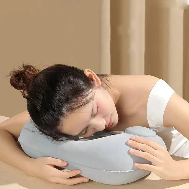U-shaped Automatic Air Inflatable Pillow Neck Cushion Portable travel