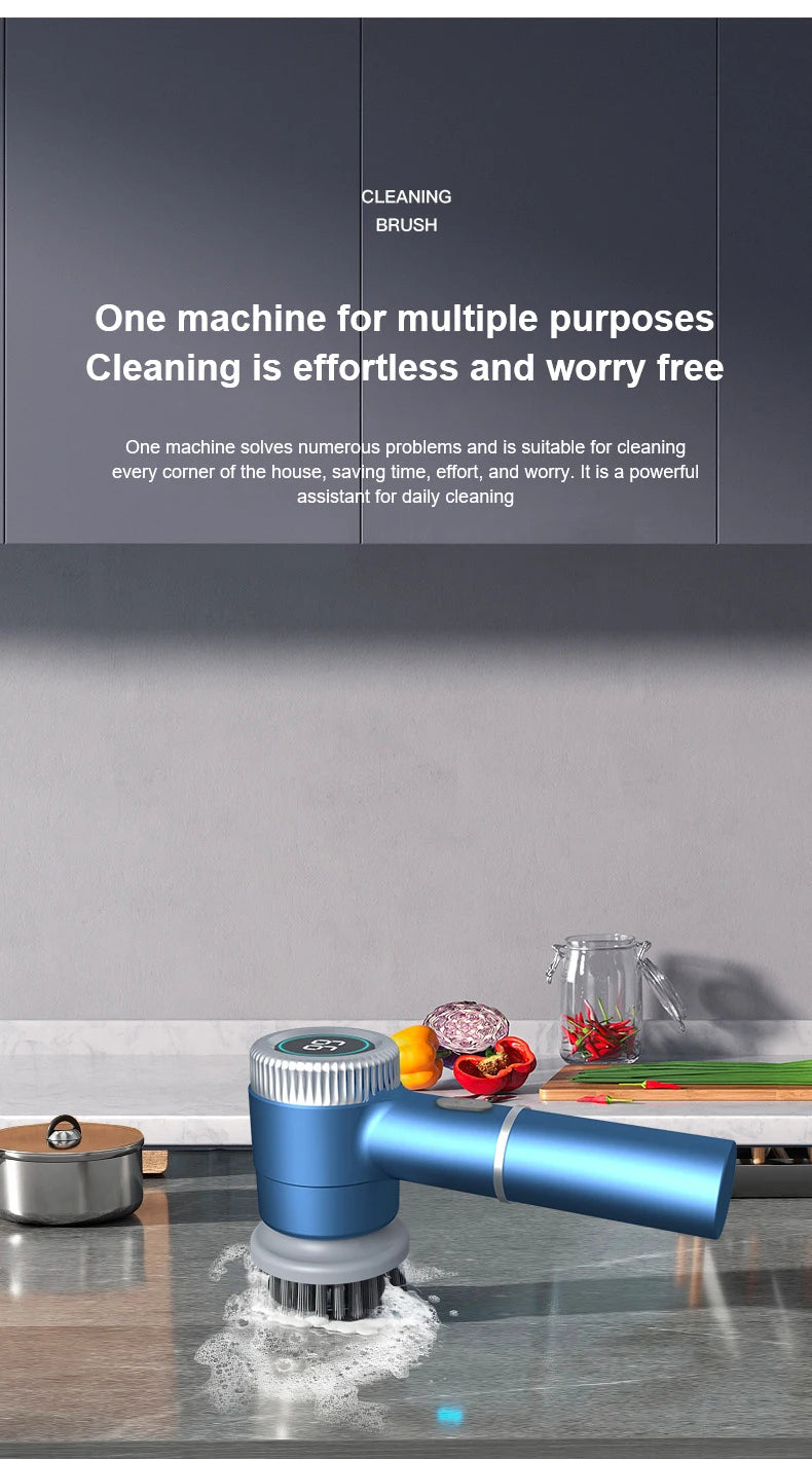 Wireless Electric Cleaning Brush Rechargeable Kitchen Dishwashing Brush