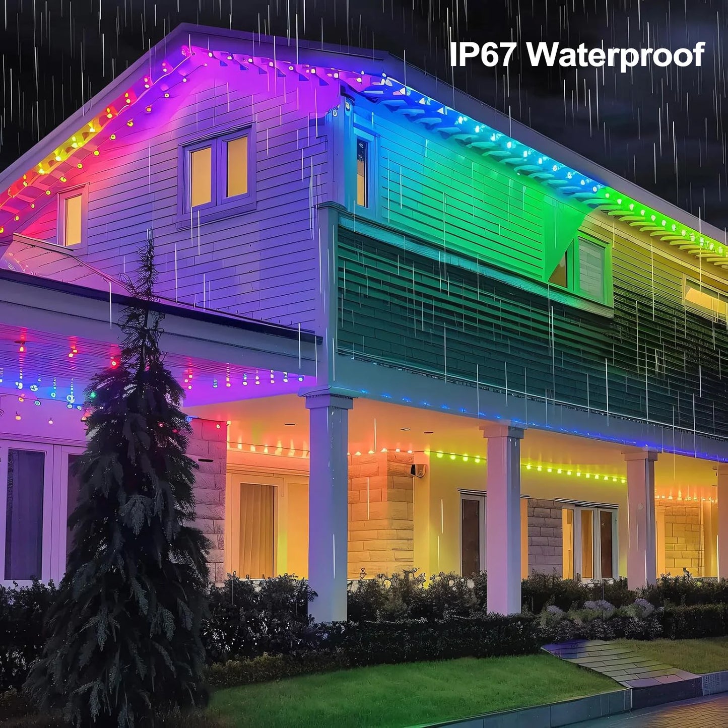 60M Smart RGB Eave Lights App & Remote IP67 Permanent Outdoor LED