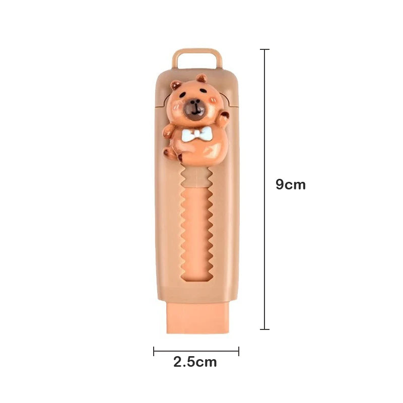 Kawaii Push Pull Capybara Eraser Soft School Supplies Clean Mess Free
