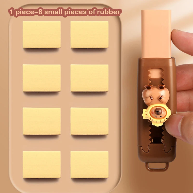 Kawaii Push Pull Capybara Eraser Soft School Supplies Clean Mess Free