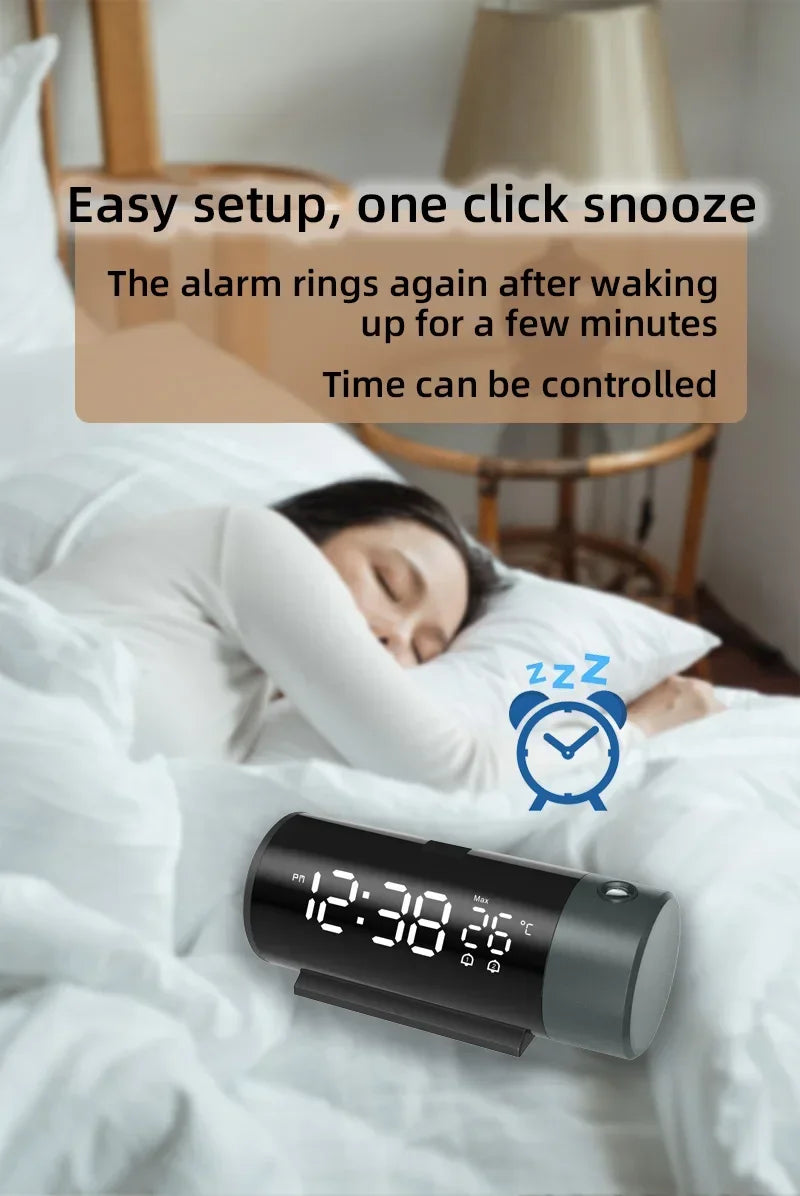 Clock Electronic Alarm Clock with Projection FM Radio