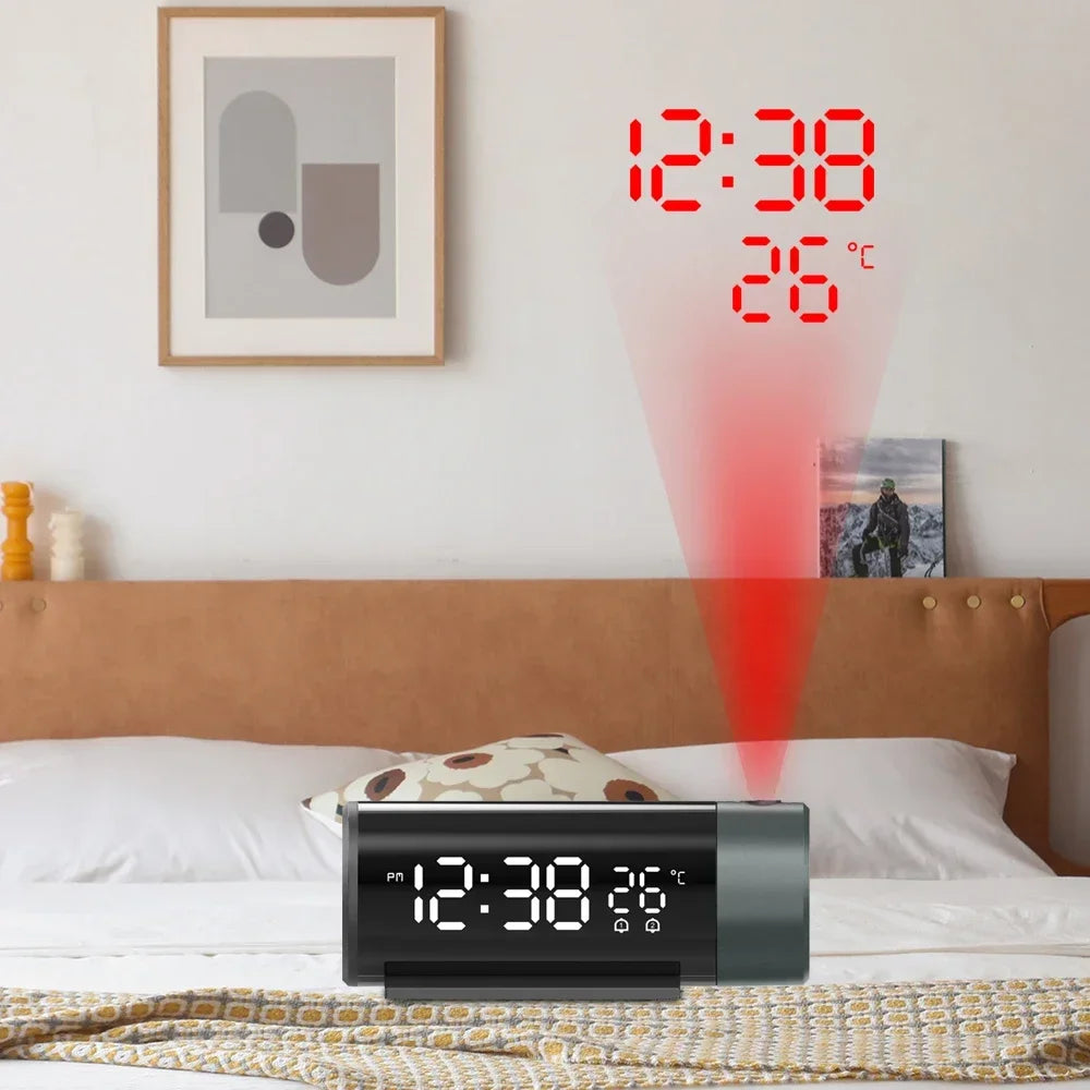 Clock Electronic Alarm Clock with Projection FM Radio