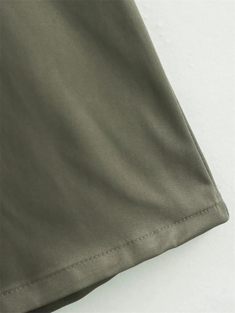 TRAF Vestido comprido com fecho para mulher plissado sem mangas