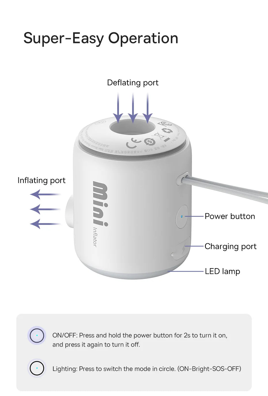 Baseus Wireless Air Compressor Mini Air Inflator Pump for Air Mattresses Beds