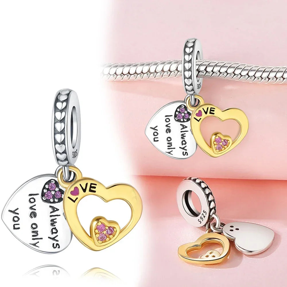 sterling silver 925 red love gold envelope mail pendant fit original pandora women's