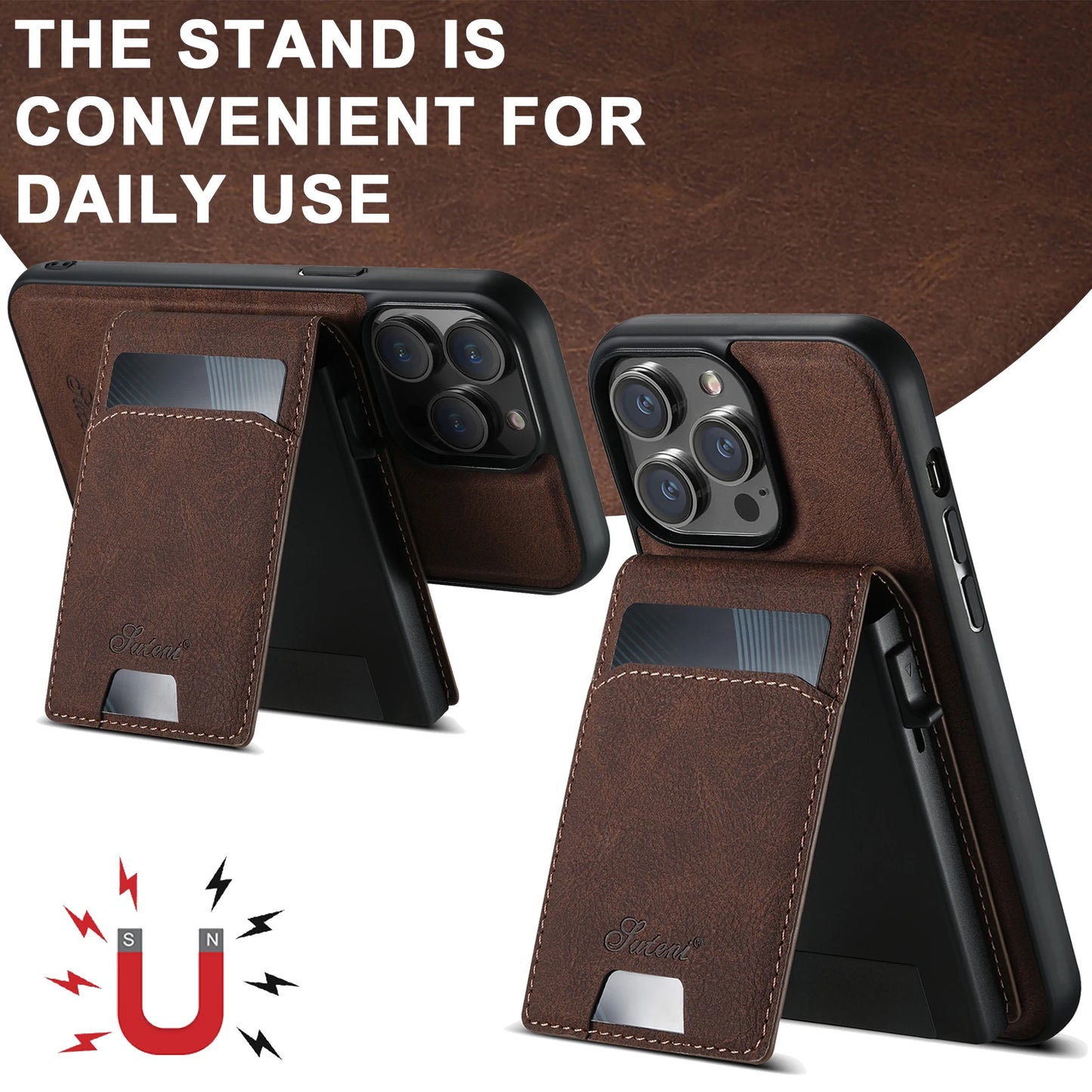 Phone Case Card Holder Leather Magnetic Pocket Cover For iPhone 12 13 14 16ProMax 15Plus