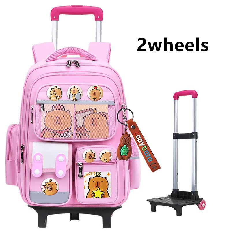 Children Trolley backpack wheels Student High capacity School bags