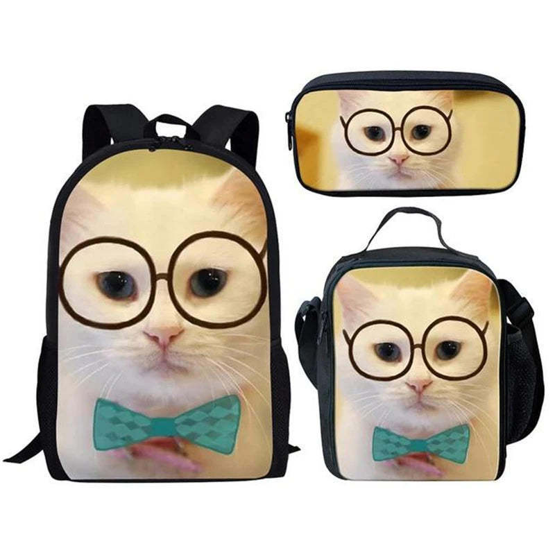 Mochilas escolares populares e modernas para cadernos de gatos 3D