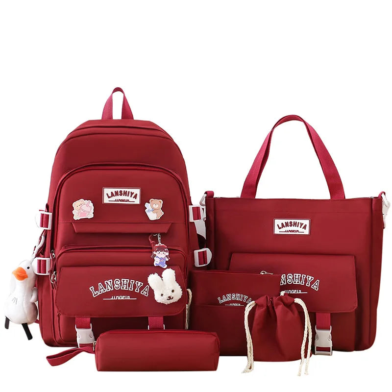 Conjunto de 5 pingentes grátis estilo floresta versão coreana casual harajuku estudante