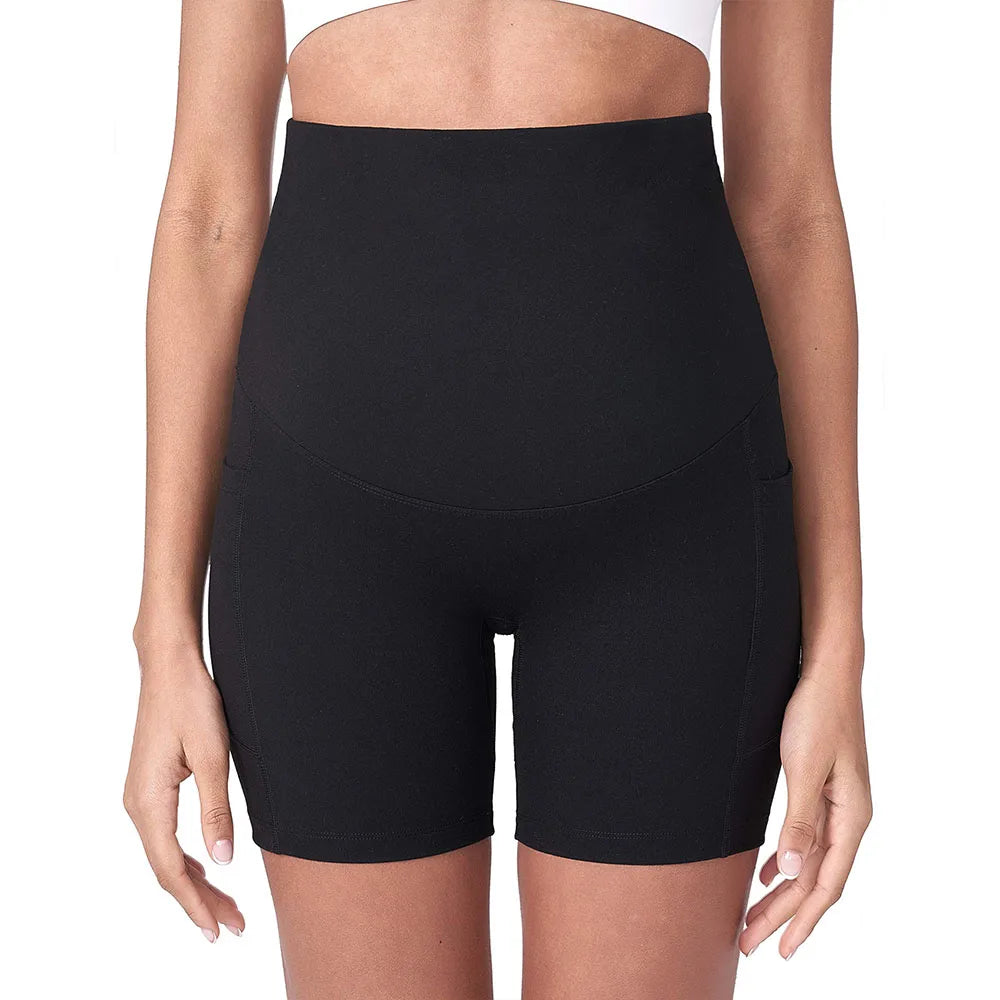 Women's Maternity Yoga Shorts Over The Belly Bump Summer Workout Running