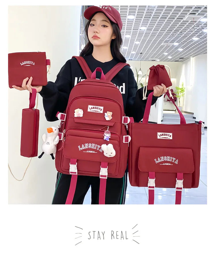 Conjunto de 5 pingentes grátis estilo floresta versão coreana casual harajuku estudante