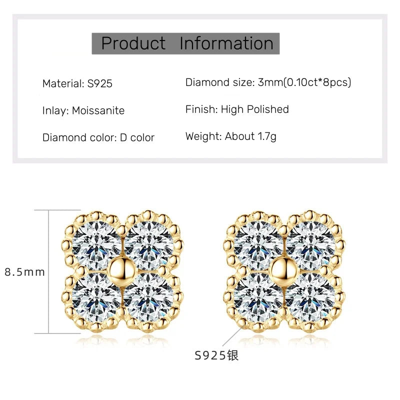 18k Gold Plated 925 Silver 3mm Moissanite Necklace Earrings Bracelet Sets 3 In 1