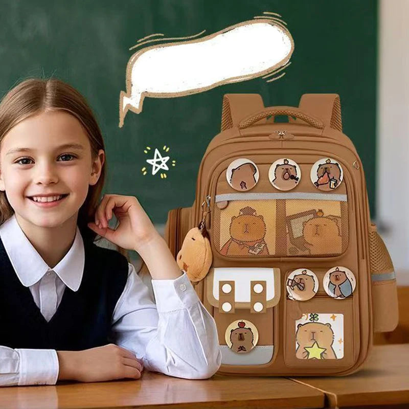 Capybara Children School Bags for Boys Kids Backpack Primary Schoolbag Orthopedic