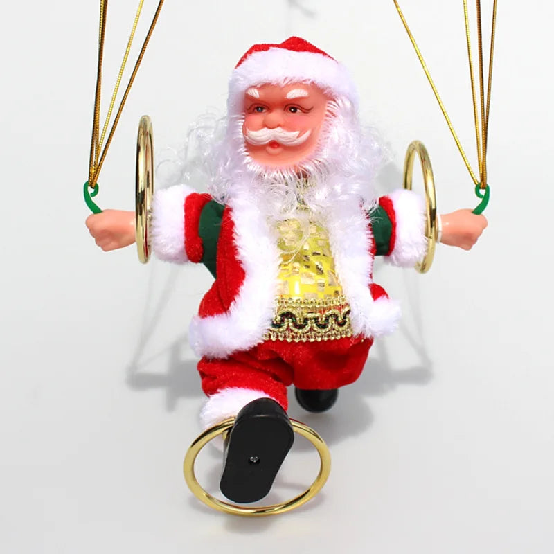 Electric Dancing Santa Claus Christmas Tree Decor Hanging Parachute Somersault