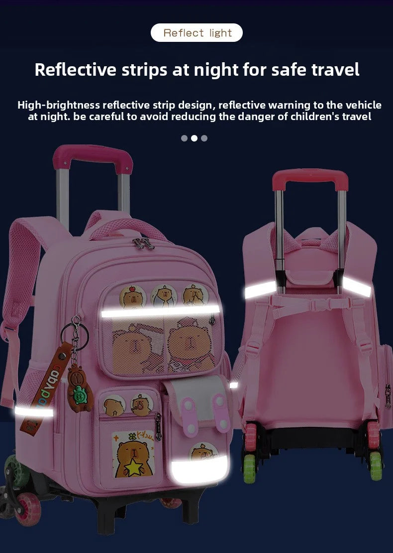 Children Trolley backpack wheels Student High capacity School bags