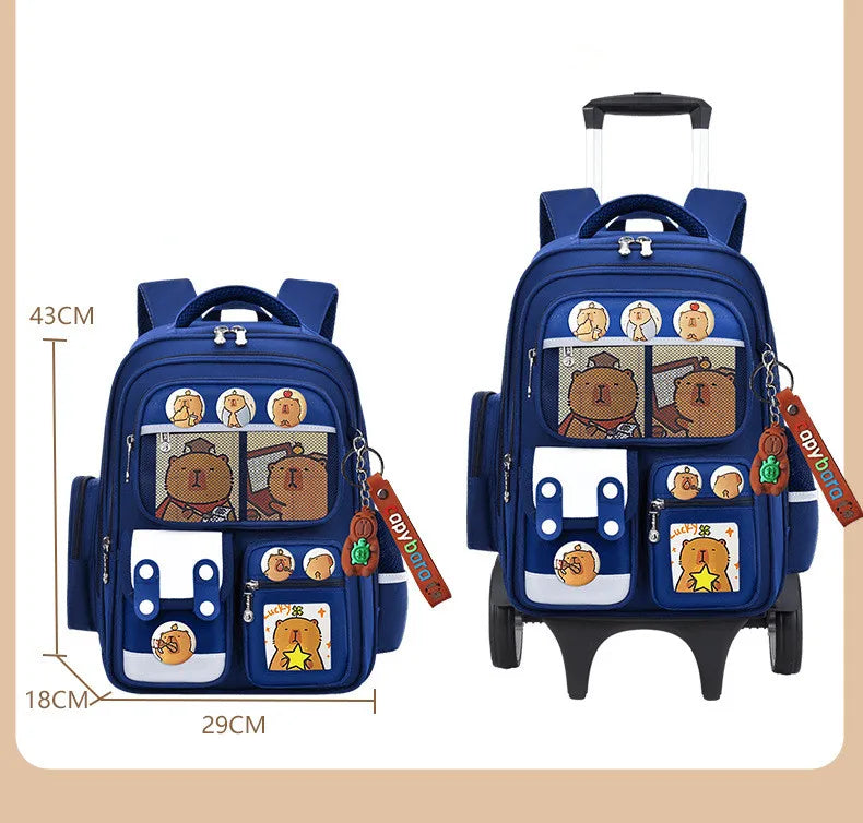 Children Trolley backpack wheels Student High capacity School bags