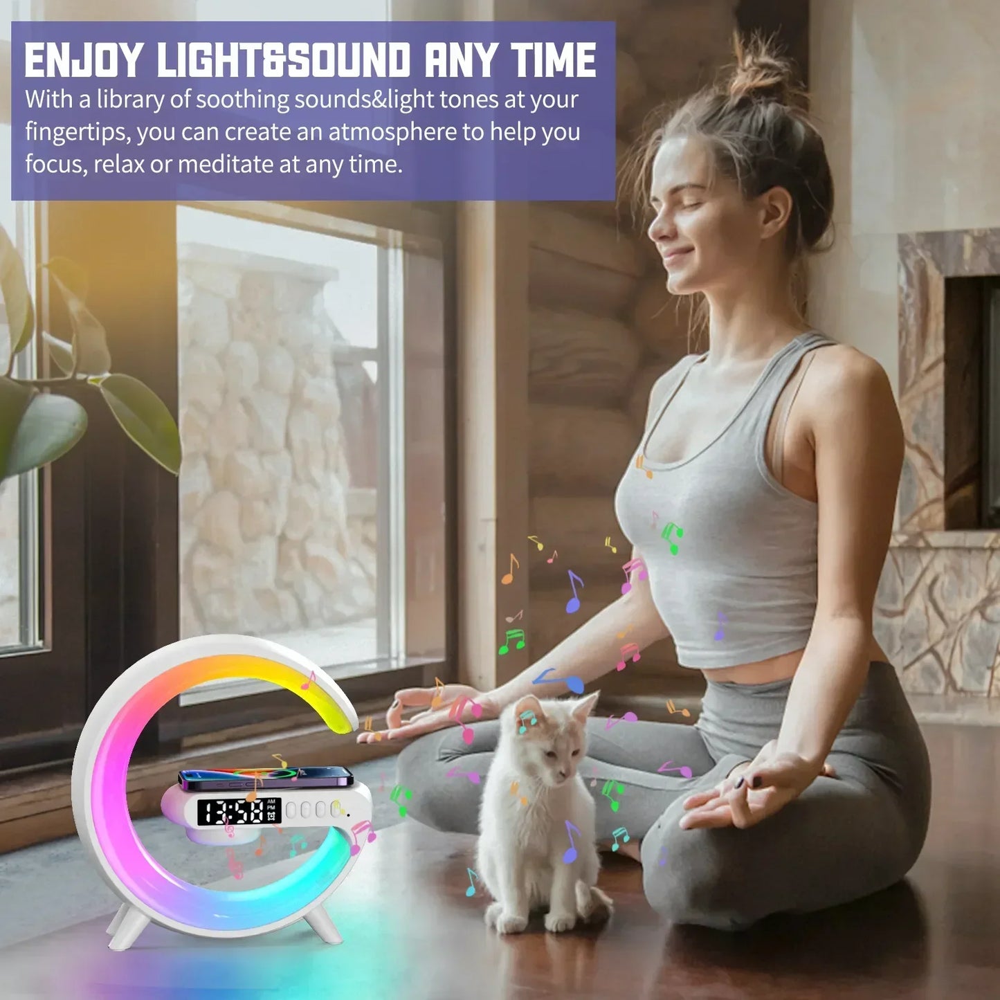 Soporte de carga inalámbrica multifunción con luz RGB y despertador