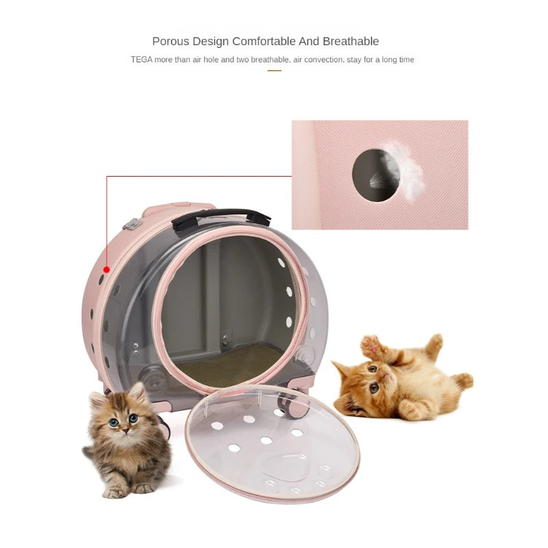Pet Suitcase Transparent Trolley Case