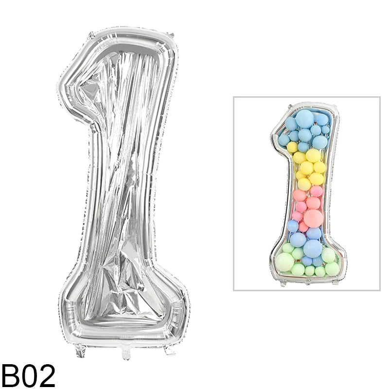 68inch Large Foil Number Balloon DIY Filling Frame 1st 18th Birthday
