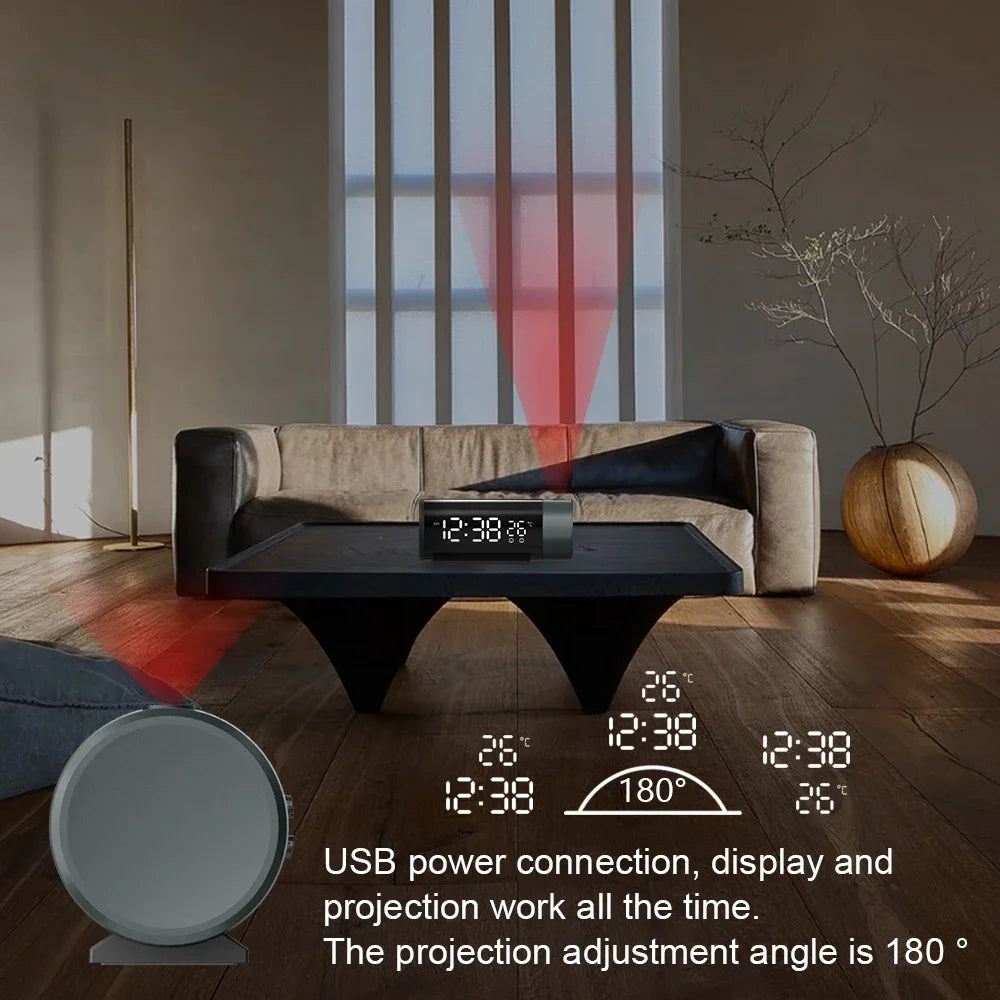 Clock Electronic Alarm Clock with Projection FM Radio