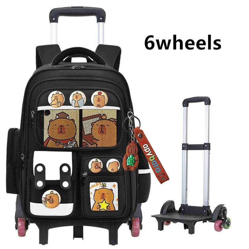 Children Trolley backpack wheels Student High capacity School bags