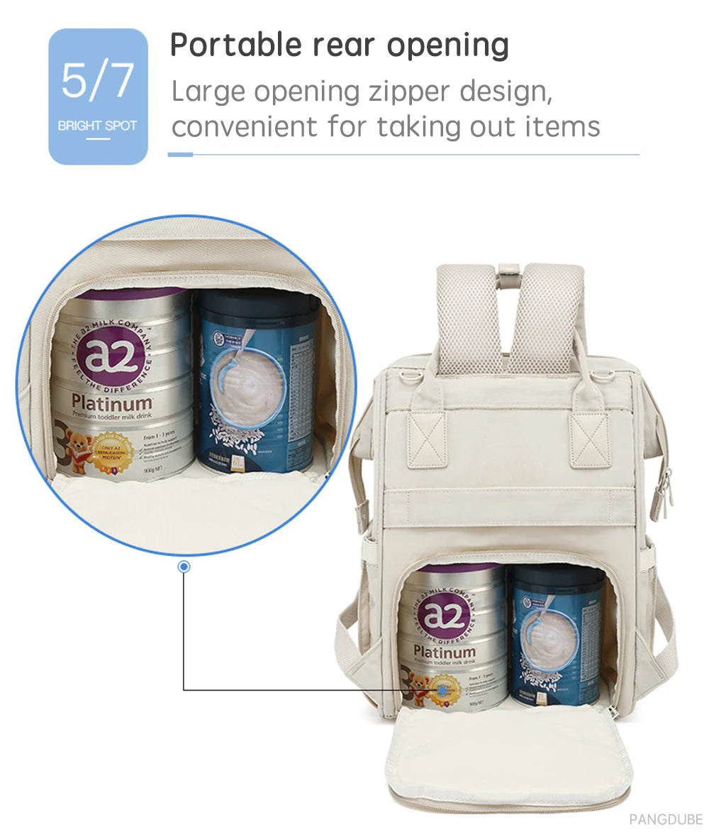 PANGDUBE Baby Nappy Bag with 2pcs Stroller Hooks Mummy Bag Backpack Waterproof