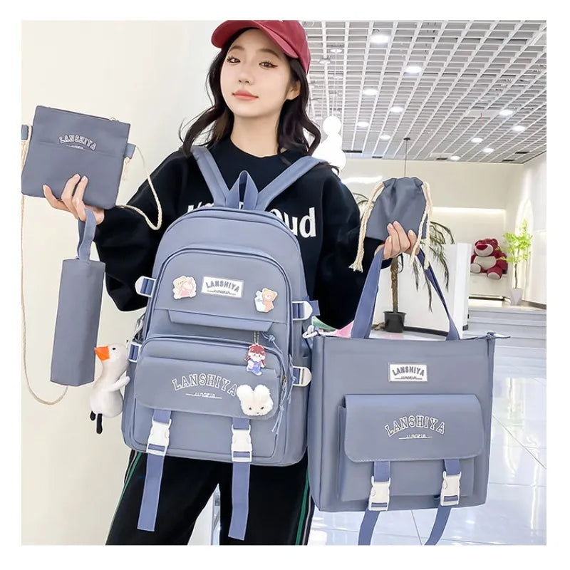 Conjunto de 5 pingentes grátis estilo floresta versão coreana casual harajuku estudante