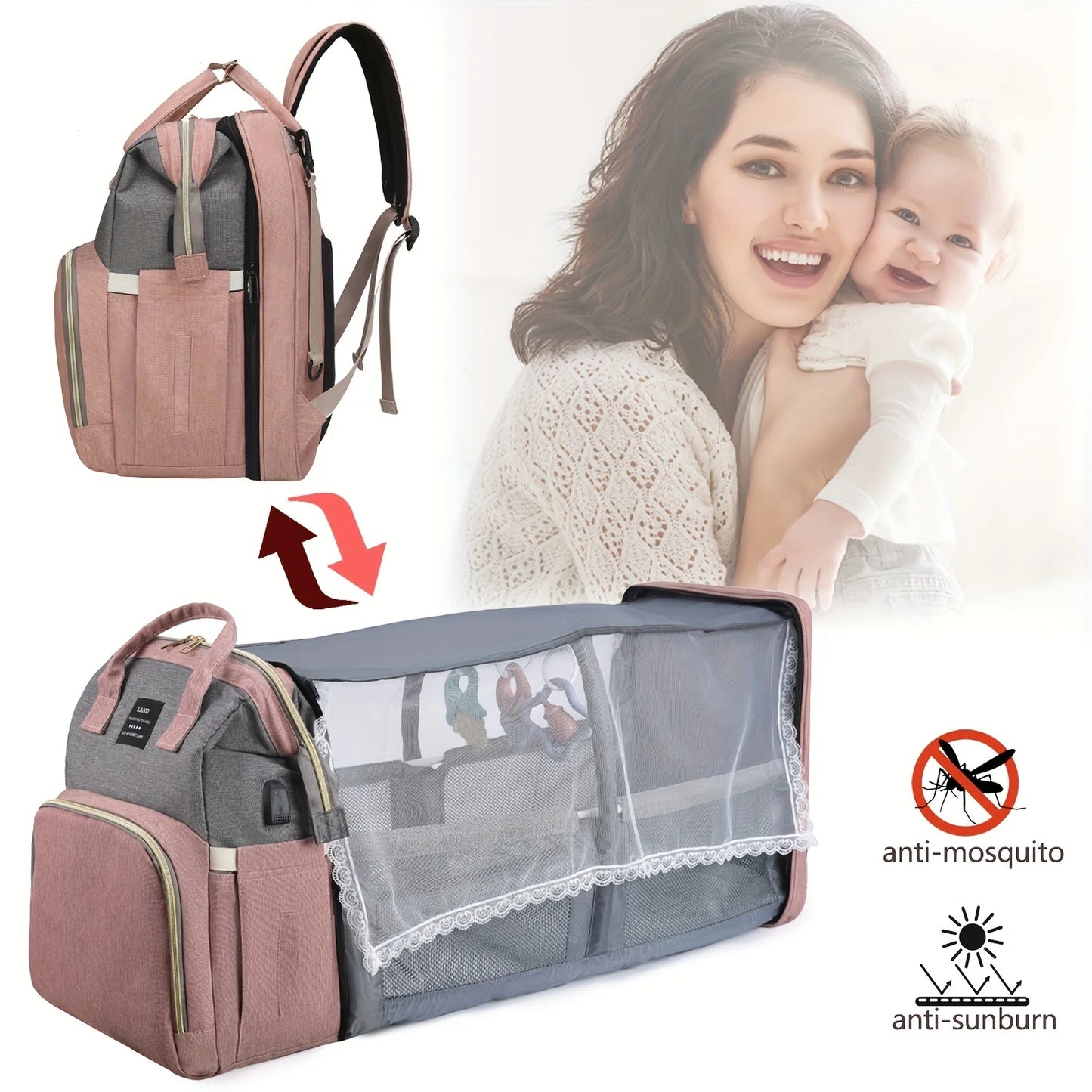Mommy Bag: Lightweight Portable Folding Crib Travel Backpack