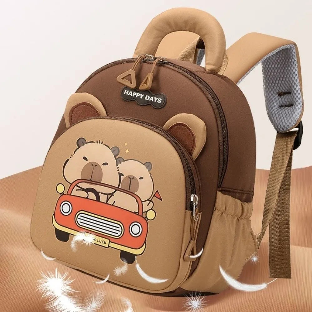 Kawaii Cartoon Capybara Backpack Nylon Lightweight Capybara School Bag Large