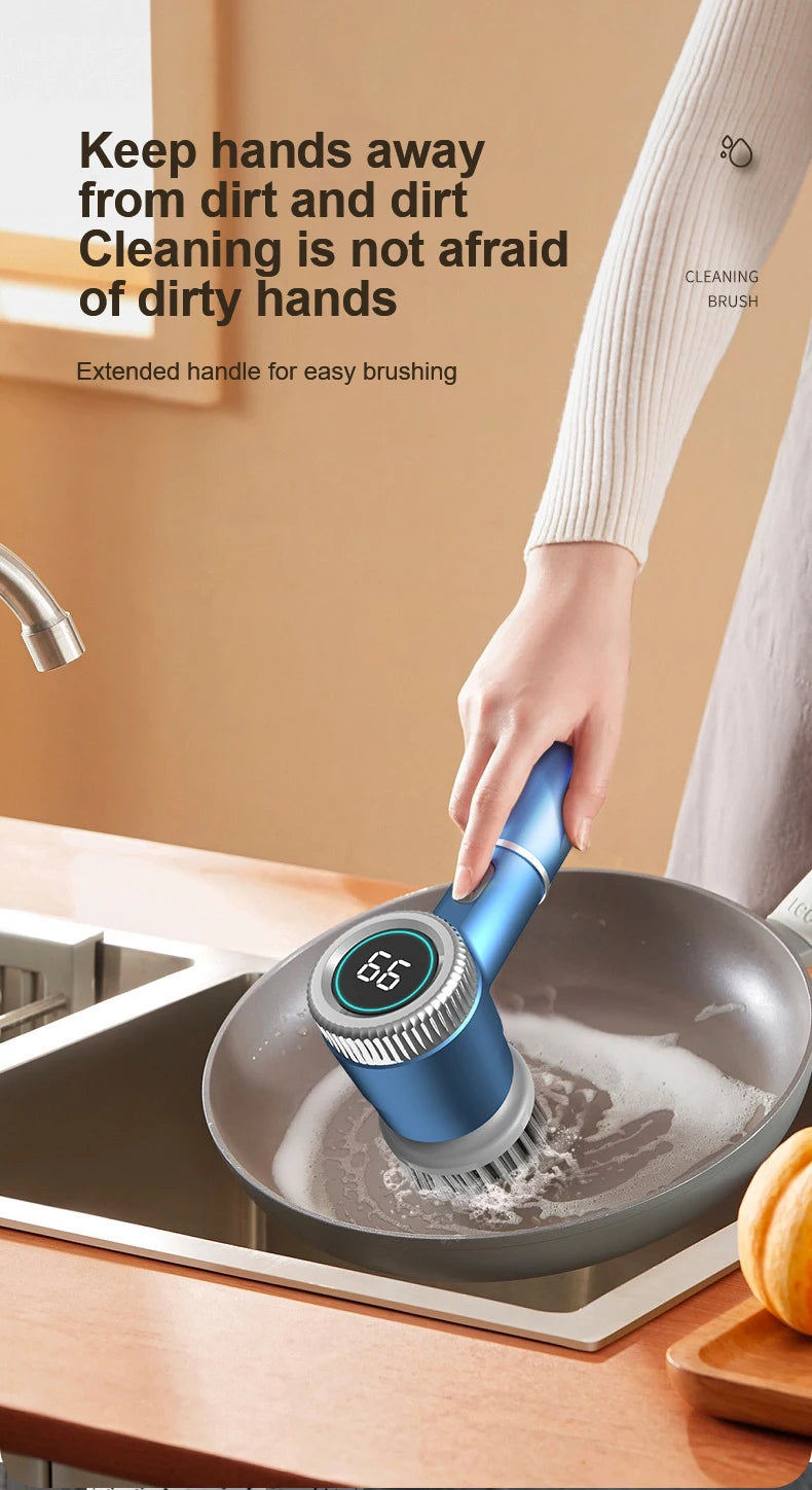 Wireless Electric Cleaning Brush Rechargeable Kitchen Dishwashing Brush