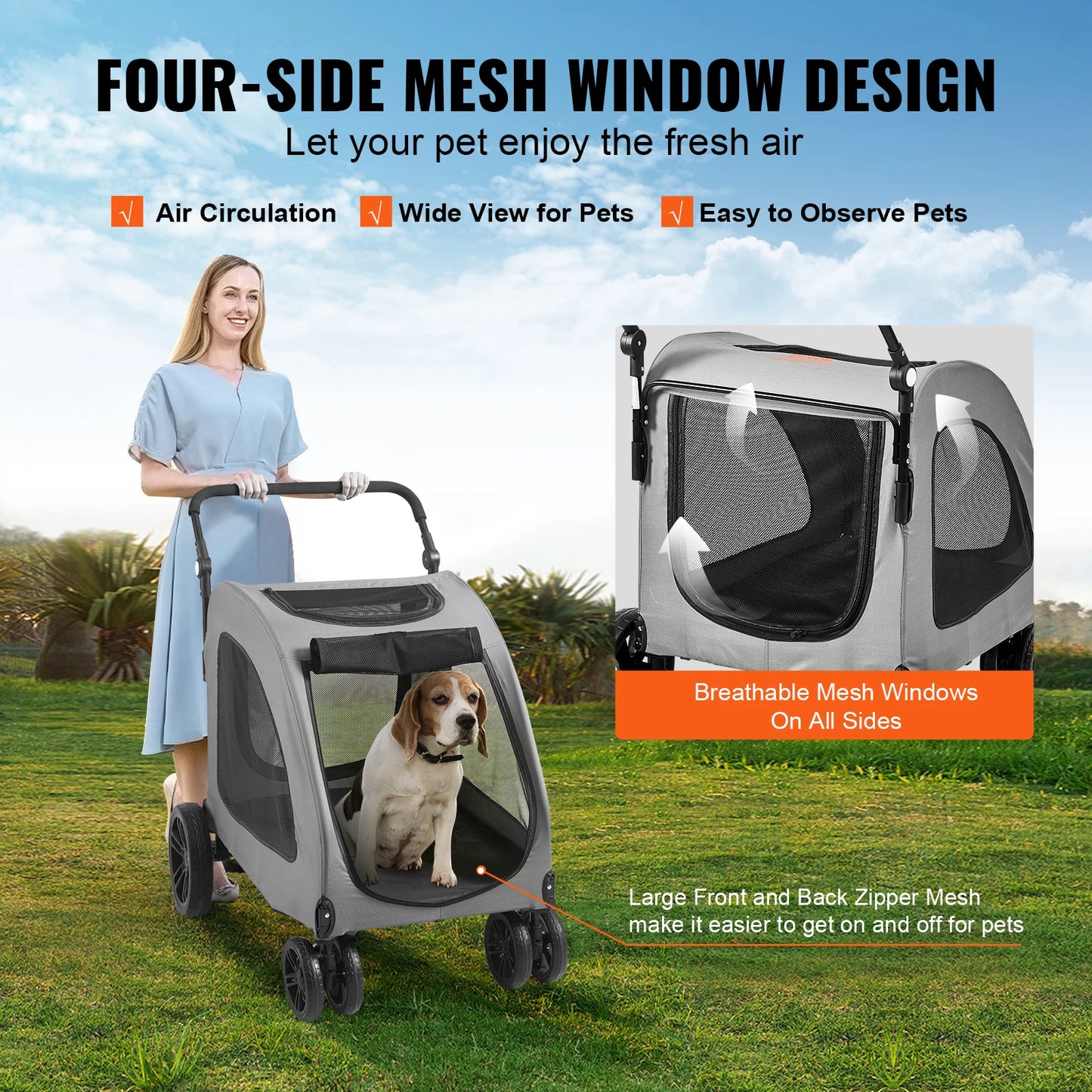 VEVOR 160lbs Pet Stroller: Adventure Awaits for Your Furry Friends!