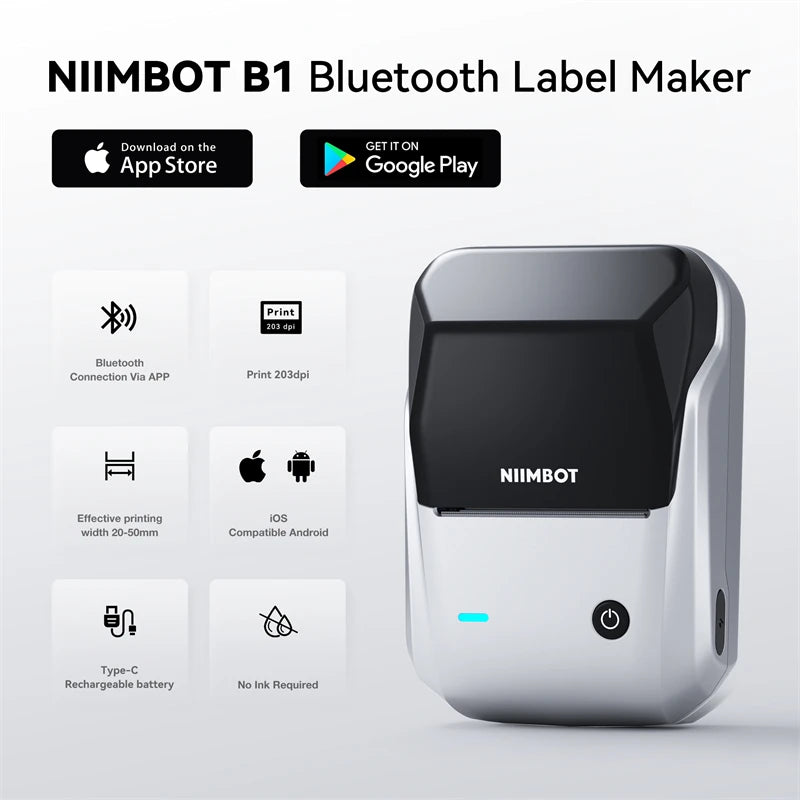 Label Printer Mini Bluetooth Sticker Maker Support Smartphones PC