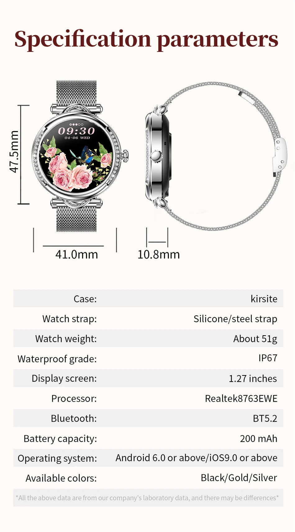 For Xiaomi Android Fashion Women Smart Watch 360*360 HD Screen