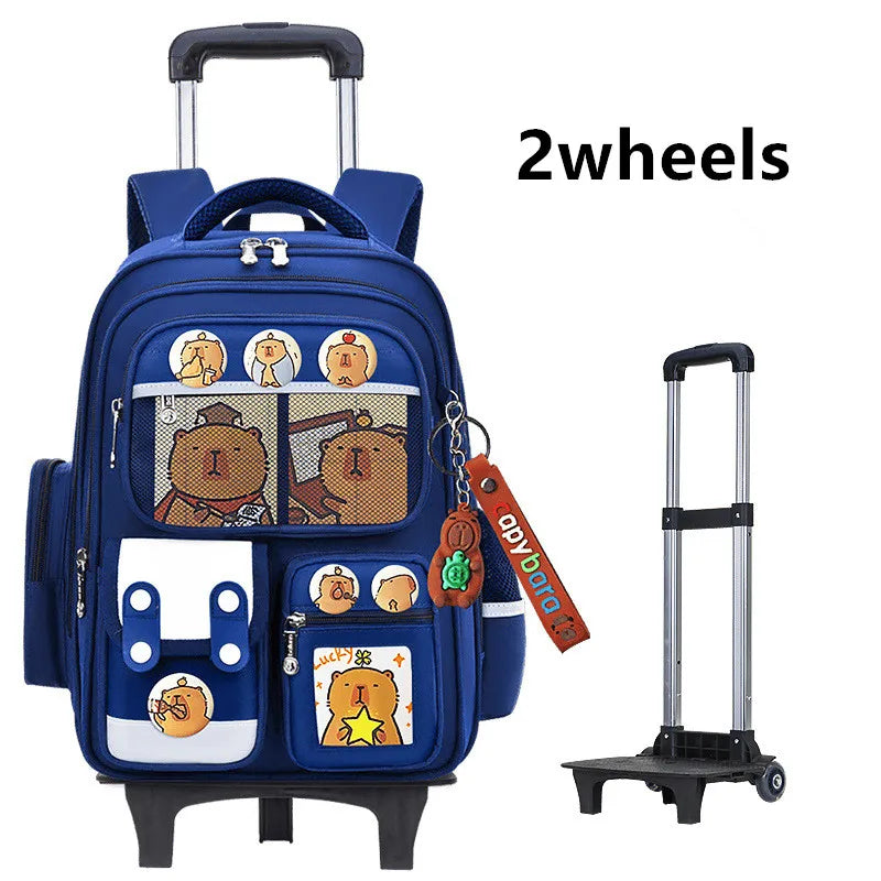 Children Trolley backpack wheels Student High capacity School bags