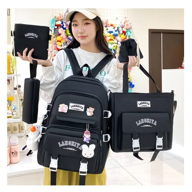 Conjunto de 5 pingentes grátis estilo floresta versão coreana casual harajuku estudante