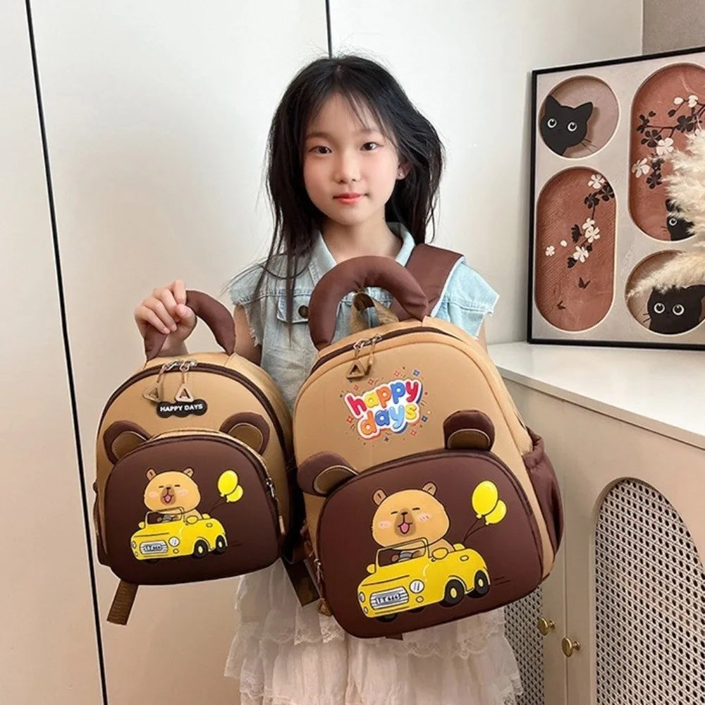 Kawaii Cartoon Capybara Backpack Nylon Lightweight Capybara School Bag Large