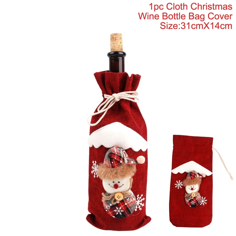 Christmas Wine Bottle Cover Merry Christmas Decoration For Home
