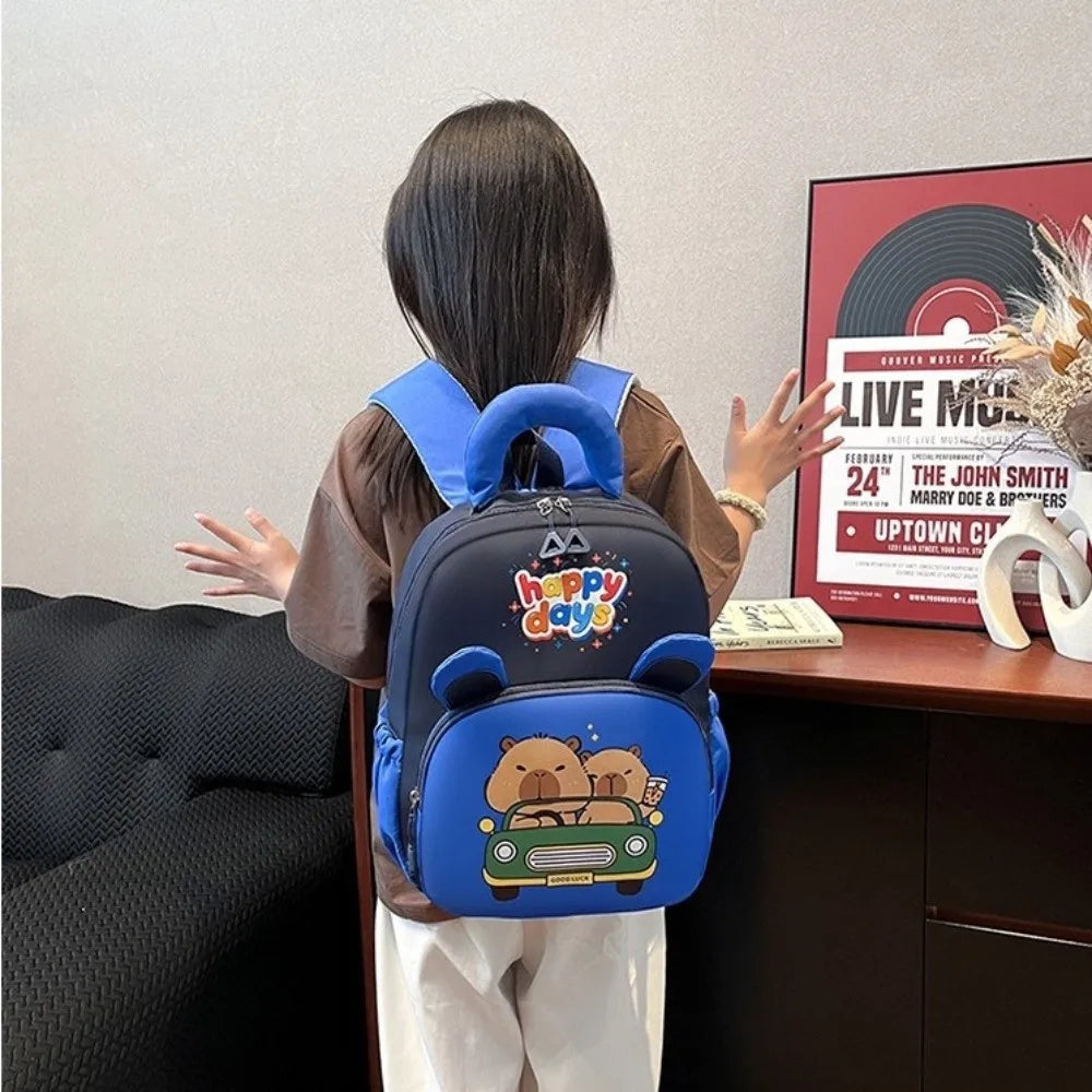 Kawaii Cartoon Capybara Backpack Nylon Lightweight Capybara School Bag Large