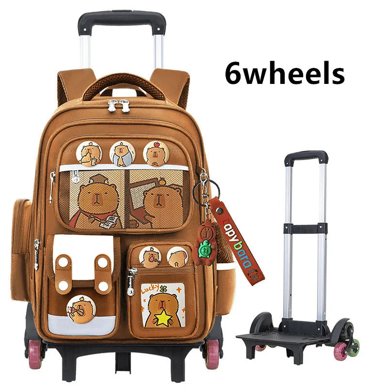 Children Trolley backpack wheels Student High capacity School bags